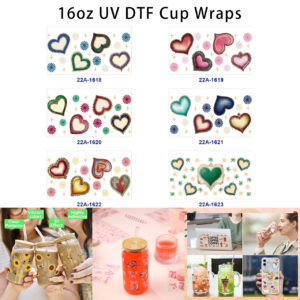 oly-cad7ba4f1ef3c166642a43c24714eba1 Wholesale 5pcs Retro Frayed Edge Watercolor Gradient Multi Tone Heart Tiny Star Ornament Cup Wrap Decor Prints 16oz UV DTF Wraps