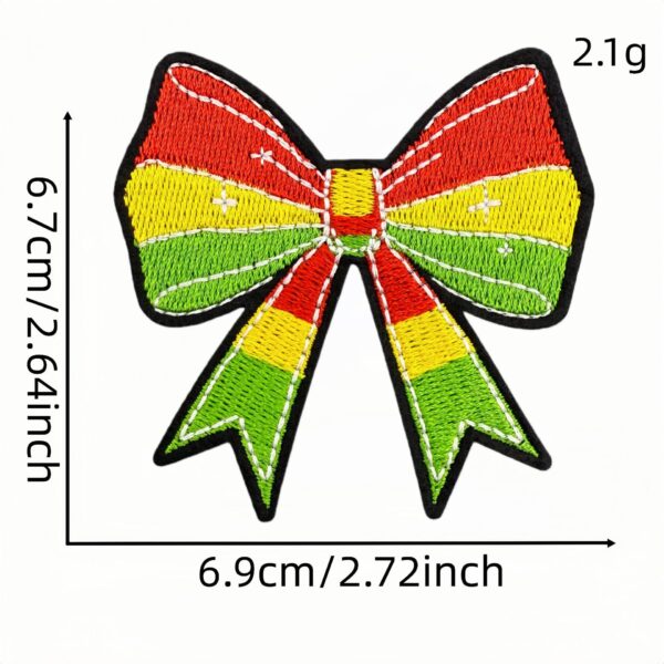 Wholesale Cartoon Bow Embroidered Patch Rainbow Pattern Iron-On Clothing Accessory DIY Craft Supply