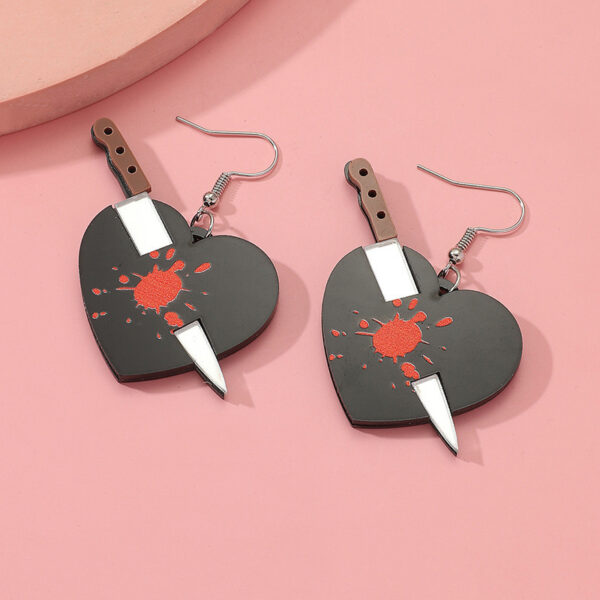 Wholesale Fashion Acrylic Heart Knife Earrings Hook Trendy Plastic Resin Drop Earrings for Women Gift Boutique Resale Jewelry Accessory