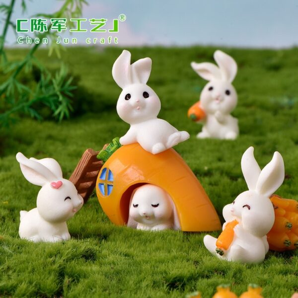 Wholesale Rabbit Paradise Resin Garden Ornament Cute Animal Home Decor for Resale