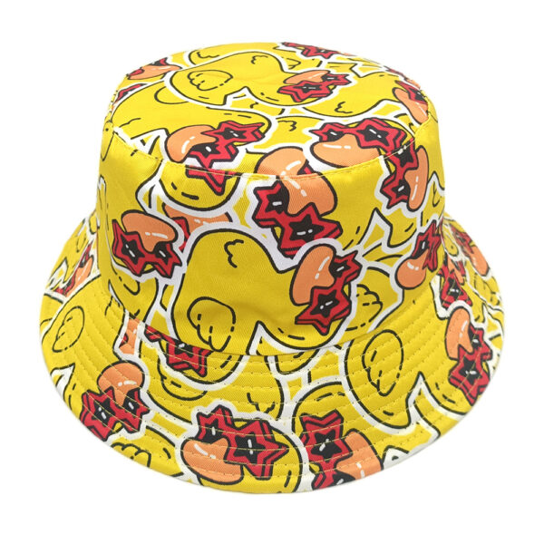 Wholesale Little Yellow Duck Print Bucket Hat Reversible Sun Protection Hat for Outdoor