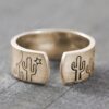 Wholesale Vintage Cactus Star Adjustable Ring for Women, Gold Metal Jewelry Accessory