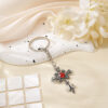 Wholesale Zinc Alloy Gothic Cross Keychain Black Ruby Red Car Key Accessory Pendant