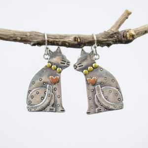 Wholesale Antique Silver Cat Earrings Cute Pet Shape Fashion Accessory Gift