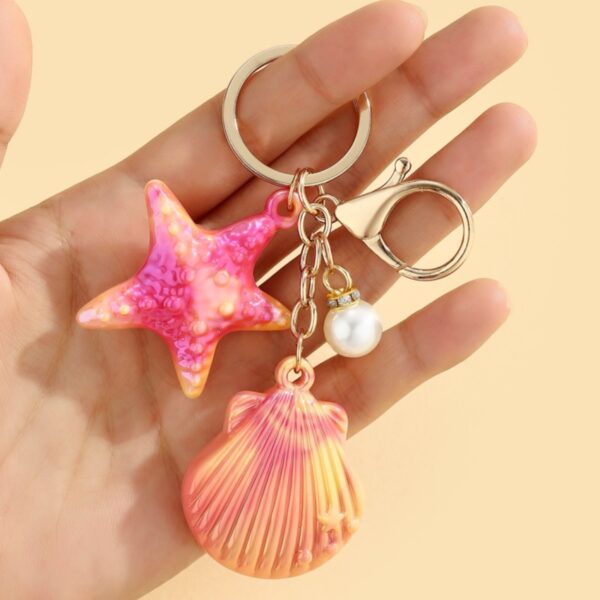 oly-cb5d8b168a02eefd97555bf4dbe29357 Wholesale Ocean Design Resin Keychain Pendant - Cute Marine Starfish & Scallop Bag Charm, Car Key Accessory, Gift for Junior