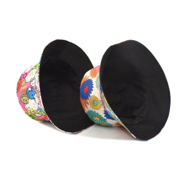 Wholesale Fashion Smile and Sunflower Pattern Fisherman Hat for Summer Outdoor Sun Protection