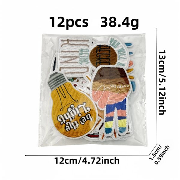 oly-cb88a121fc177c24ec83bdb2bd712748 Wholesale Bohemian Style Inspirational Slogan Embroidered Patches Set of 12 Fashion Iron On Appliques for DIY Clothing Decor