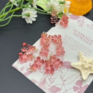Translucent pink / Bear pendant (single)