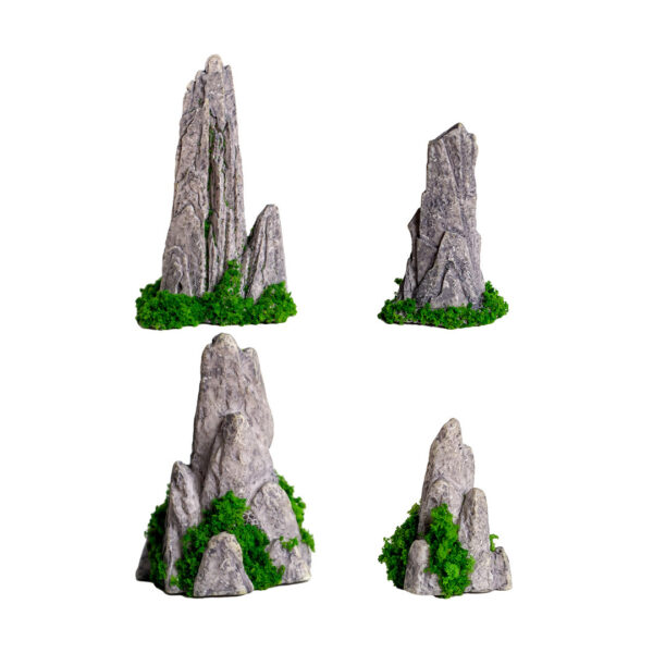Wholesale Chinese Style Miniature Resin Landscape Ornament with Simulated Waterfall and Moss, DIY Garden Decor Accessory for Home Decor Resale