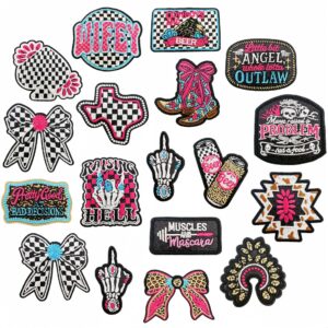 oly-cbc9837722daacc5d3582dc169f7a823 Wholesale Western Cowboy Skull Embroidery Patch Set 18pcs DIY Decorative Accent for Clothing Bags