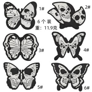Butterfly skull cloth stickers 6 pack
