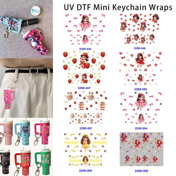 Wholesale 2/4/8pcs Colorful Cute Girl Mini Keychain Sticker