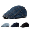 Wholesale Washed Denim Beret Retro British Style Adjustable Sun Hat for Men