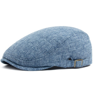 Blue-cotton and linen peaked cap / Adjustable