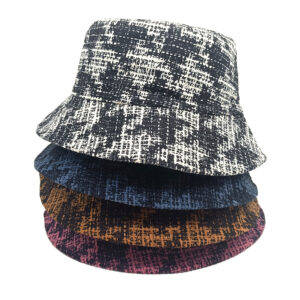 Wholesale Chic Houndstooth Print Bucket Hat Women's Sun Protection Fashion Accessory