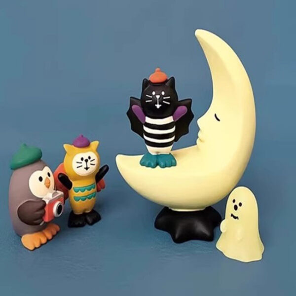 Wholesale Halloween Cat Miniature Resin Scene Ornament Decorative Accent Gift Blind Box