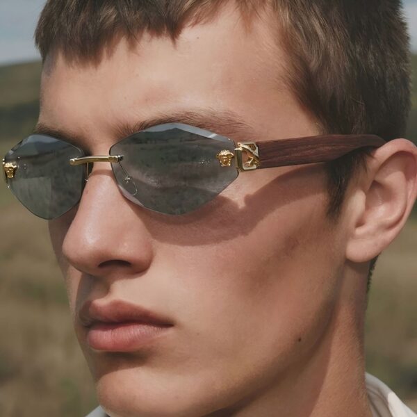 oly-cc82e52688f8223aedfc3e50214f9d9b Wholesale Y2K Frameless Sunglasses Gold Frame Gray Lens Fashion Street Style Outdoor Sun Protection
