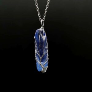light blue crystal column silver chain / pure natural