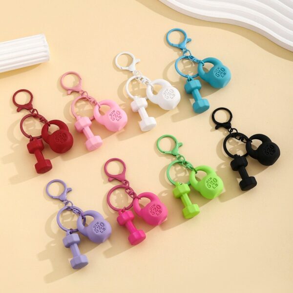 Wholesale Resin Kettlebell Keychain Red Fitness DIY Bag Charm Decorative Accessory
