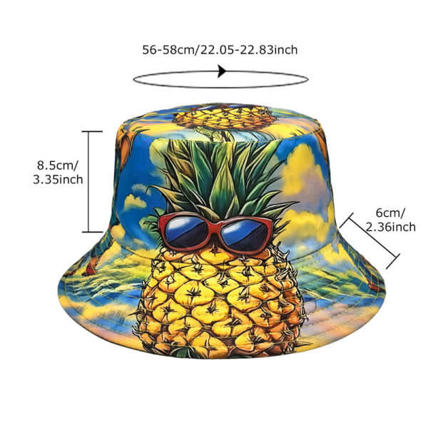 Wholesale Double Sided Pineapple Print Bucket Hat for Beach Vacation Sun Protection Unisex