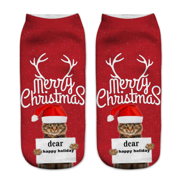 oly-ccc68202a91c88dcea5b6ef5abbe06ca Wholesale Polyester Cotton Christmas Cat 3D Printed Ankle Socks for Women Everyday Casual Wear