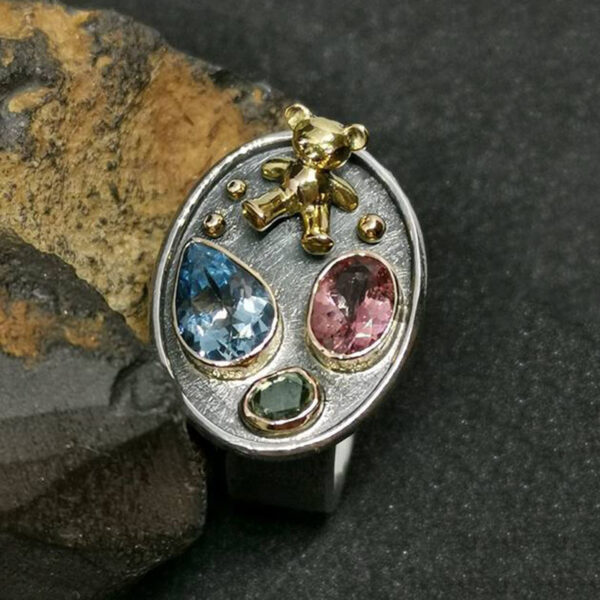 Wholesale Alloy Electroplated Geometric Tree Rhinestone Ring Trendy Boutique Resale Gift