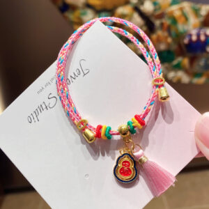 Gourd-shaped five-colored rope tassel bag
