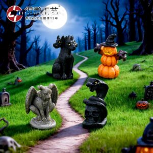 Wholesale Halloween Dark Style Resin Figurines Gargoyle and Pumpkin Decorative Accents