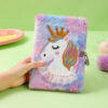 oly-cd5c42ce920095a48fa242d389fa8390 Wholesale Cartoon Plush Unicorn Notebook with Lock Tie Dyed Purple A5 Diary for Students Resale