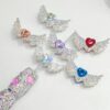 oly-cd6277922b711c976143bdbcc8b69f30 Wholesale Love Wings Gradient Purple Alloy Rhinestone Double Sided Chain DIY Phone Keychain Bag Charm Trendy Party Resale Accessory