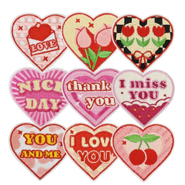 oly-cd639b20375c391521f351b6932ab0fd Wholesale Love Heart Grid Embroidery Patches 9 Pack Style DIY Accessory