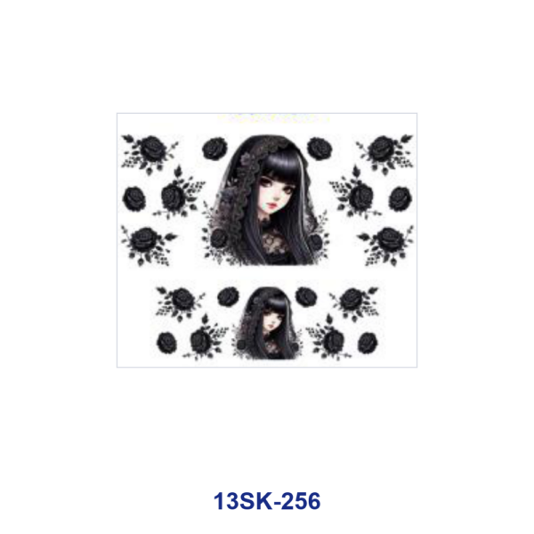 Wholesale 8pcs Gothic Girl Black Rose Mini Cup Keychain Sticker