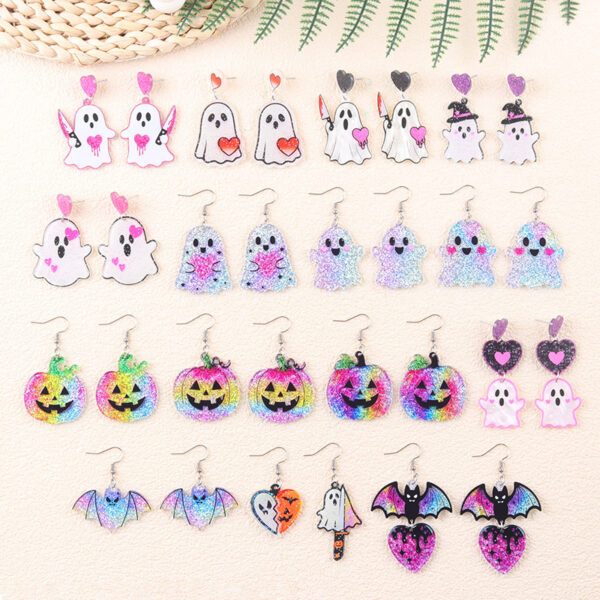 oly-cd8a6ada6259e35596ab7b542d9c2ba4 Wholesale Halloween Bat Pumpkin Ghost Acrylic Earrings Fashion Accessory Party Gift