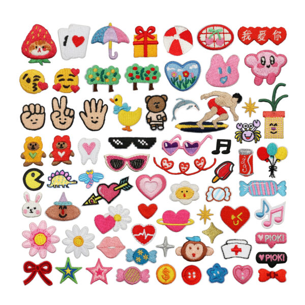 Wholesale Polyester Thread Embroidered Cartoon Bear & Pink Rabbit Patches, Fashion Accessory for Clothing, Resale