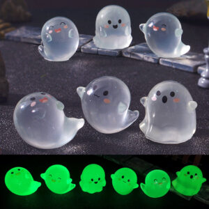 Wholesale Resin Halloween Glowing Ghost Ornament DIY Desktop Decor Party Favor Gift