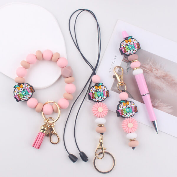 Wholesale Silicone Keychain Wristlet Creative DIY Teacher's Day Gift Boutique Resale