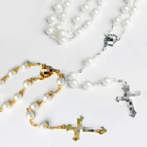 oly-cdf5d9bf0daaeac95a21bd4583f5d242 Wholesale Cross Pearl Necklace 8mm Gold Pearl Pendant Ball Chain Fashion Accessory for Boutique Resale