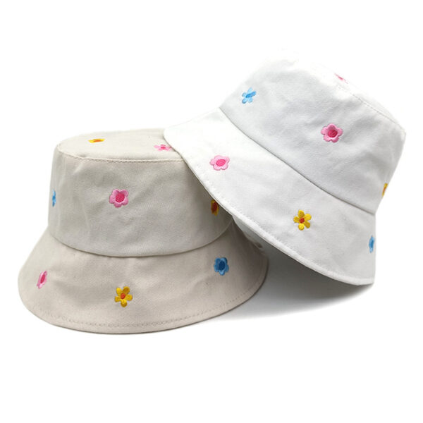 Wholesale Floral Embroidery Bucket Hat Sun Protection Summer Outdoor Hat for Women Beach Gift Boutique Resale