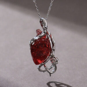 oly-ce506ccc4f5bfc4ce4c703d2c0c877dc Wholesale Vintage Gothic Heart Necklace with Thorn Vine Flower Pendant Dark Gothic Jewelry Accessory for Resale