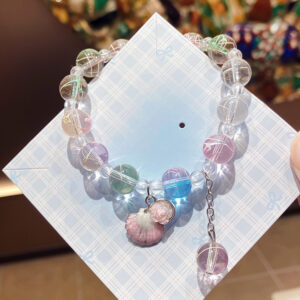 Colorful shell flower glass bracelet bag