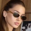Wholesale Fashion Oval Small Frame Double Beam Sunglasses Gray Lens UV400 Sun Protection