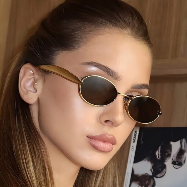 Wholesale Fashion Oval Small Frame Double Beam Sunglasses Gray Lens UV400 Sun Protection
