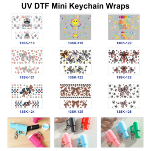 Wholesale 8pcs Cute Bow & Pattern Mini Cup Keychain Sticker