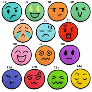 Round emoticon cloth sticker set of 14 pieces
