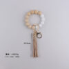 Wholesale Beige Silicone Keychain Bracelet with Wood Beads, Chic Fashion Accessory Gift