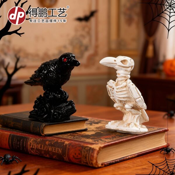 oly-ced28e4b6fec5c03f2e446fd878ff6f8 Wholesale Resin Skeleton Crow Halloween Modern Home Decor Decorative Accent