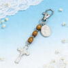 oly-cef37a1cec52d57cdbd8e8c1fe6eac07 Wholesale European American Style Alloy Cross Wood Bead Keychain Fashion Accessory for Baptism Gift