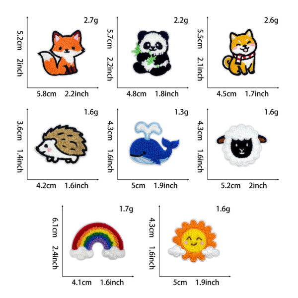 oly-cefd2412a24faed5dc4ea99fc3240be0 Wholesale Cartoon Animal Rainbow Sun Whale Towel Embroidery Patches, Chic Fashion Accessory for Shoes and Bags