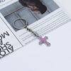 Wholesale Stylish Rhinestone Cross Keychain Pendant Pink Jewelry Accessory for Car Keys