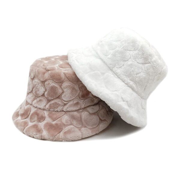 Wholesale Plush Fisherman Hat Heart Pattern Women's Casual Foldable Sun Hat